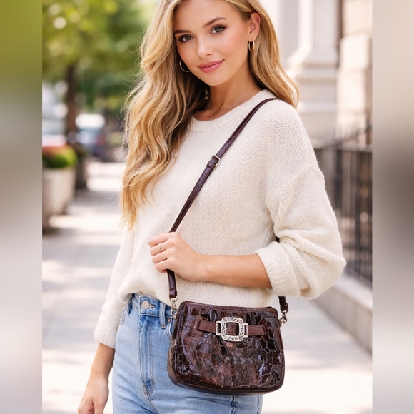 Brighton Handbags - Brighton Y2K Burgundy Croc-Pattern Bag